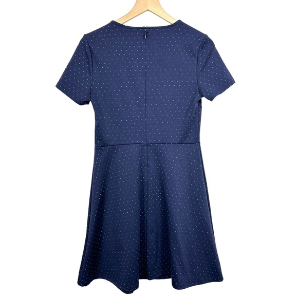 GAP Navy Polka Dot Print Ponte Dress Size 6 A-Line Short Sleeve Skater Retro - Picture 5 of 8